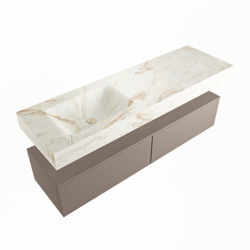 MONDIAZ ALAN-DLUX 150cm mueble de baño Smoke 2 cajones. Lavabo CLOUD Izquierda sin orificios color Frappe. - Imagen 5