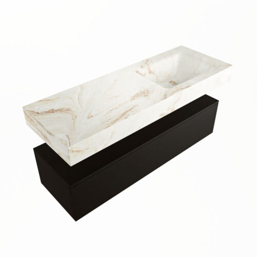 MONDIAZ ALAN-DLUX 130cm mueble de baño Urban 1 cajón. Lavabo CLOUD Derecho sin orificios color Frappe. - Imagen 5