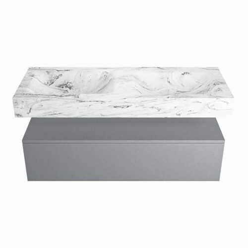 MONDIAZ ALAN-DLUX 120cm mueble de baño Plata 1 cajón. Lavabo CLOUD Doble sin orificios color Glace. - Imagen 4