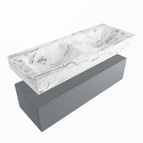 MONDIAZ ALAN-DLUX 120cm mueble de baño Plata 1 cajón. Lavabo CLOUD Doble sin orificios color Glace. - Imagen 5