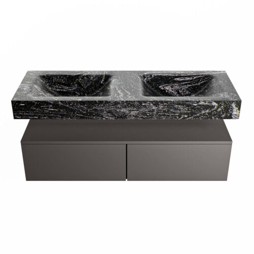 MONDIAZ ALAN-DLUX 130cm mueble de baño Dark Grey 2 cajones. Lavabo CLOUD Doble sin orificios color Lava. - Imagen 4