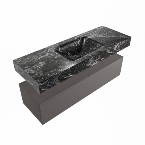 MONDIAZ ALAN-DLUX 130cm mueble de baño Dark Grey 1 cajón. Lavabo CLOUD Centro sin orificios color Lava. - Imagen 5