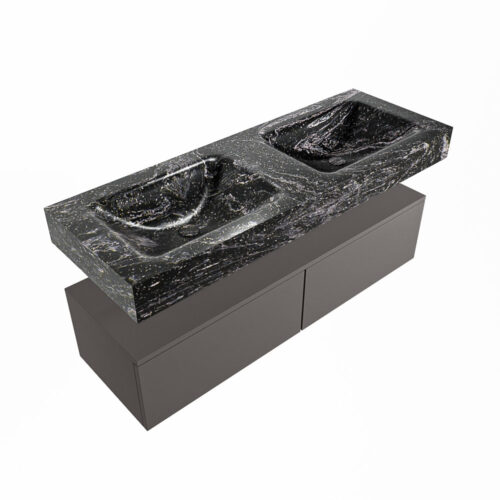 MONDIAZ ALAN-DLUX 130cm mueble de baño Dark Grey 2 cajones. Lavabo CLOUD Doble sin orificios color Lava. - Imagen 5