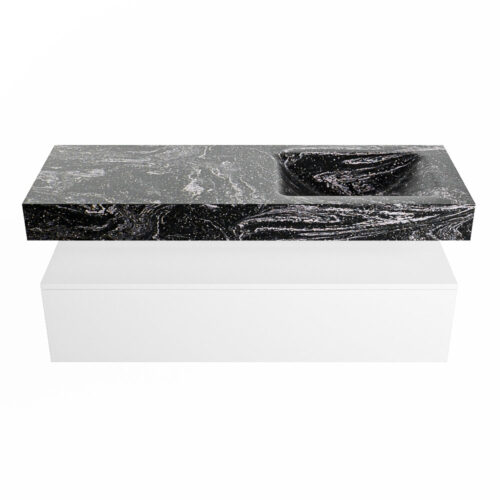 MONDIAZ ALAN-DLUX 130cm mueble de baño Talc 1 cajón. Lavabo CLOUD Derecho 1 orificio color Lava. - Imagen 4