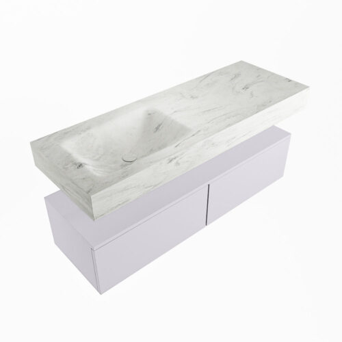 MONDIAZ ALAN-DLUX 130cm mueble de baño Cale 2 cajones. Lavabo CLOUD Izquierda sin orificios color Opalo. - Imagen 5