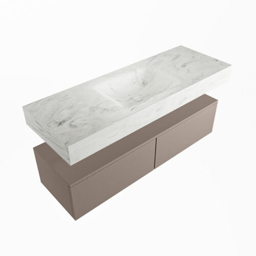 MONDIAZ ALAN-DLUX 130cm mueble de baño Smoke 2 cajones. Lavabo CLOUD Centro sin orificios color Opalo. - Imagen 5