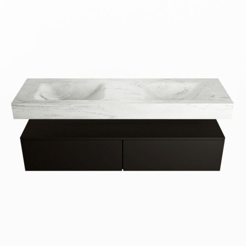 MONDIAZ ALAN-DLUX 150cm mueble de baño Urban 2 cajones. Lavabo CLOUD Doble sin orificios color Opalo. - Imagen 4