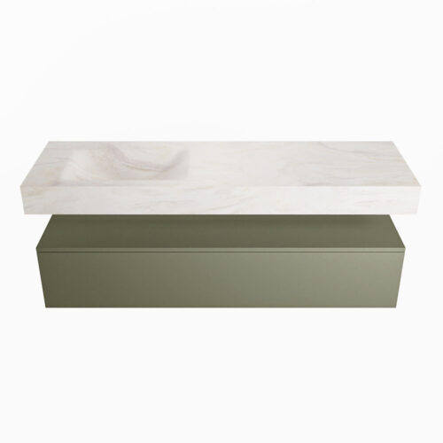 MONDIAZ ALAN-DLUX 150cm mueble de baño Army 1 cajón. Lavabo CLOUD Izquierda sin orificios color Ostra. - Imagen 4