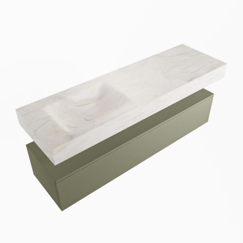 MONDIAZ ALAN-DLUX 150cm mueble de baño Army 1 cajón. Lavabo CLOUD Izquierda sin orificios color Ostra. - Imagen 5