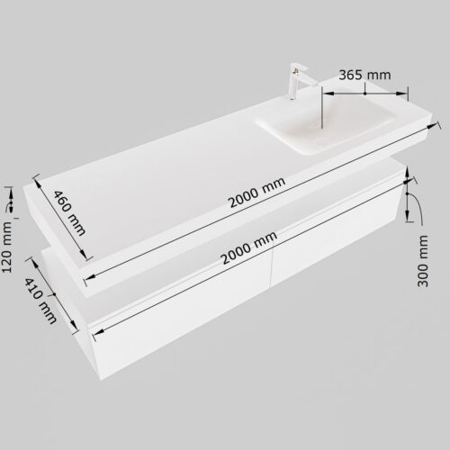 MONDIAZ ALAN-DLUX 200cm mueble de baño Smoke 2 cajones. Lavabo CLOUD Derecho sin orificios color Frappe. - Imagen 8