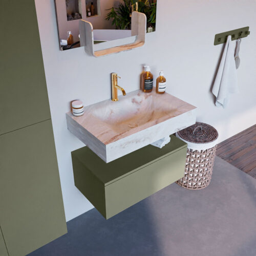 MONDIAZ ALAN-DLUX 70cm mueble de baño Army 1 cajón. Lavabo CLOUD Centro 1 orificio color Frappe.