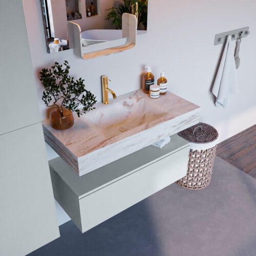 MONDIAZ ALAN-DLUX 90cm mueble de baño Clay 1 cajón. Lavabo CLOUD Centro 1 orificio color Frappe.