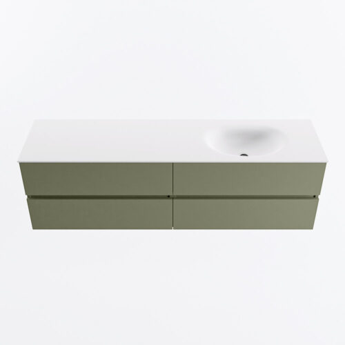 MONDIAZ VICA 170cm mueble de baño Army 4 cajones. Lavabo MOON Derecho sin orificio, color Talc. - Imagen 5