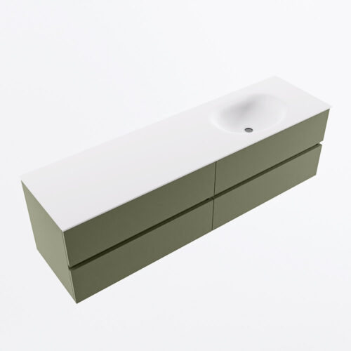 MONDIAZ VICA 170cm mueble de baño Army 4 cajones. Lavabo MOON Derecho sin orificio, color Talc. - Imagen 6