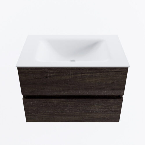 MONDIAZ VICA 70cm mueble de baño Dark Brown 2 cajones. Lavabo CLOUD Centro 1 orificio, color Talc. - Imagen 5