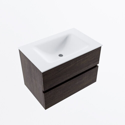 MONDIAZ VICA 70cm mueble de baño Dark Brown 2 cajones. Lavabo CLOUD Centro 1 orificio, color Talc. - Imagen 6