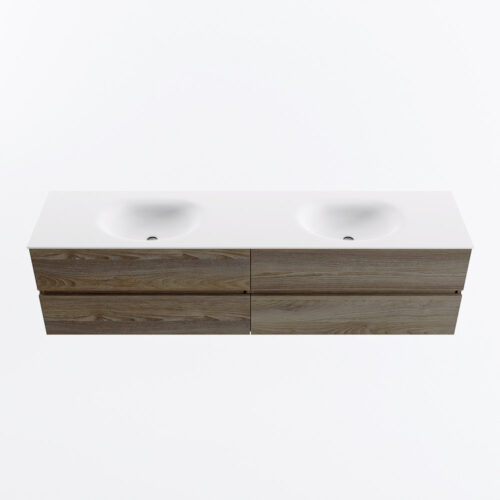 MONDIAZ VICA 190cm mueble de baño Dark Brown Grey 4 cajones. Lavabo MOON Doble sin orificio, color Talc. - Imagen 5