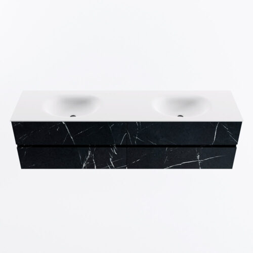 MONDIAZ VICA 180cm mueble de baño Marquina 4 cajones. Lavabo MOON Doble 2 orificios, color Talc. - Imagen 5