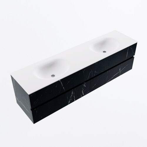 MONDIAZ VICA 180cm mueble de baño Marquina 4 cajones. Lavabo MOON Doble 2 orificios, color Talc. - Imagen 6