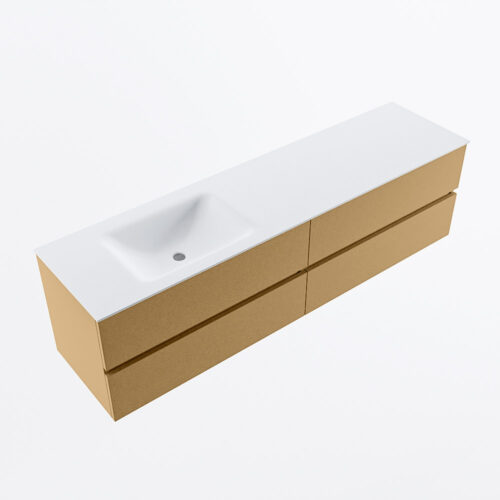 MONDIAZ VICA 180cm mueble de baño Oro 4 cajones. Lavabo CLOUD Izquierda 1 orificio, color Talc. - Imagen 6