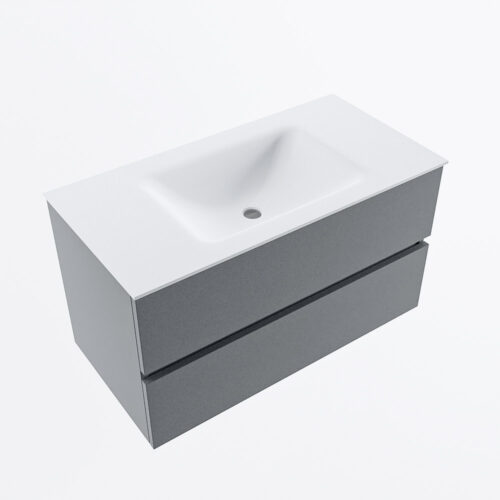 MONDIAZ VICA 90cm mueble de baño Plata 2 cajones. Lavabo CLOUD Centro 1 orificio, color Talc. - Imagen 6