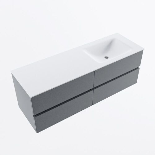 MONDIAZ VICA 140cm mueble de baño Plata 4 cajones. Lavabo CLOUD Derecho sin orificio, color Talc. - Imagen 6