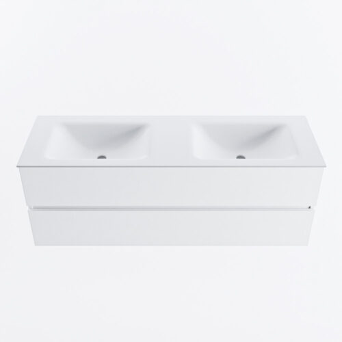 MONDIAZ VICA 140cm mueble de baño Talc 2 cajones. Lavabo CLOUD Doble sin orificio, color Talc. - Imagen 4