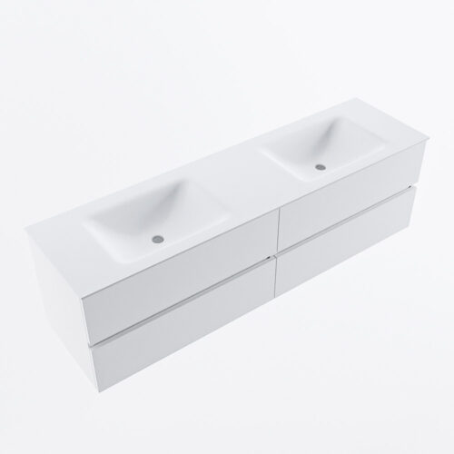 MONDIAZ VICA 170cm mueble de baño Talc 4 cajones. Lavabo CLOUD Doble 2 orificios, color Talc. - Imagen 6