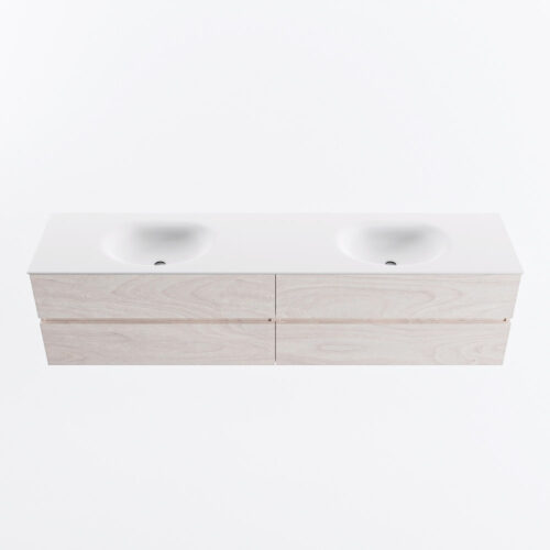 MONDIAZ VICA 200cm mueble de baño Underlayment 4 cajones. Lavabo MOON Doble 2 orificios, color Talc. - Imagen 5