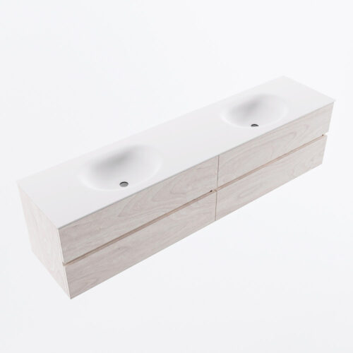 MONDIAZ VICA 200cm mueble de baño Underlayment 4 cajones. Lavabo MOON Doble 2 orificios, color Talc. - Imagen 6