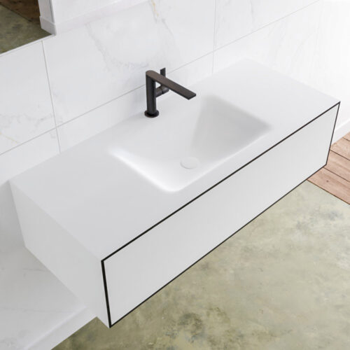 MONDIAZ LAGOM 110cm mueble de baño solid surface Urban 1 cajón lavabo CLOUD Centro 1 orificio