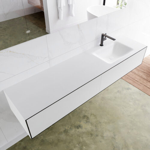 MONDIAZ LAGOM 180cm mueble de baño solid surface Urban 2 cajones lavabo CLOUD Derecho 1 orificio