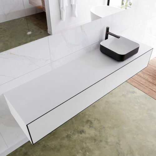 MONDIAZ LAGOM 180cm mueble de baño solid surface Urban 2 cajones BINX Derecho 1 orificio