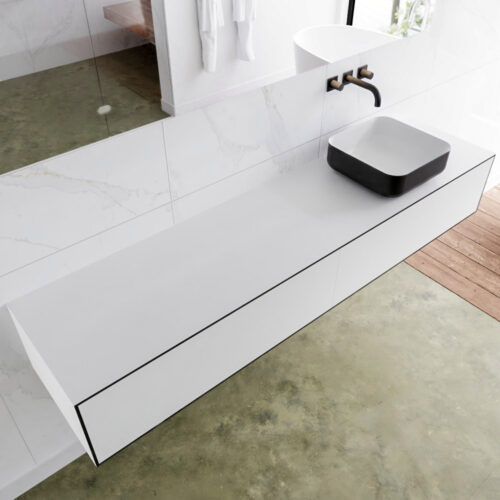 MONDIAZ LAGOM 190cm mueble de baño solid surface Urban 2 cajones BINX Derecho sin orificio