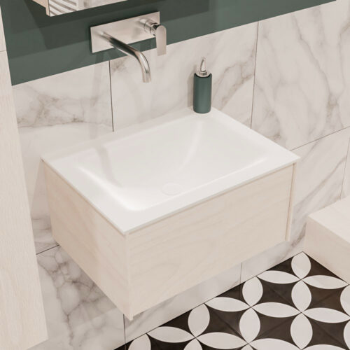 MONDIAZ LUSH 60cm mueble de baño Underlayment 1 cajón lavabo CLOUD Centro sin orificio