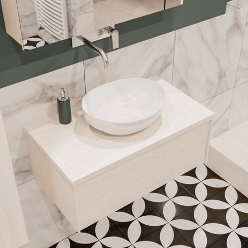 MONDIAZ LUSH 80cm mueble de baño Underlayment 1 cajón lavabo BARCO Centro sin orificio