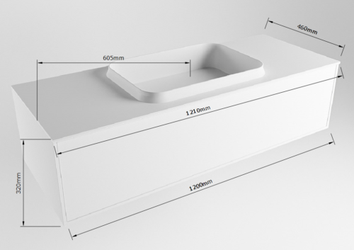 MONDIAZ ERIN 120cm mueble de baño color Ocher 1 cajón. Lavabo RIDGE Centro 1 orificio color Dark Grey. - Imagen 7