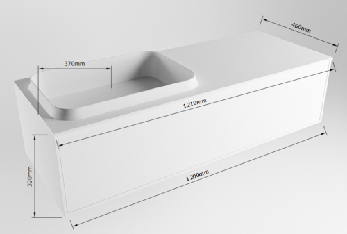 MONDIAZ ERIN 120cm mueble de baño color Smoke 1 cajón. Lavabo RIDGE Izquierda 1 orificio color Linen. - Imagen 7