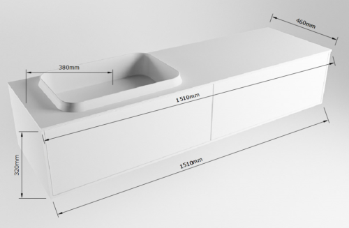 MONDIAZ ERIN 150cm mueble de baño color Smag 2 cajones. Lavabo RIDGE Izquierda 1 orificio color Linen. - Imagen 7