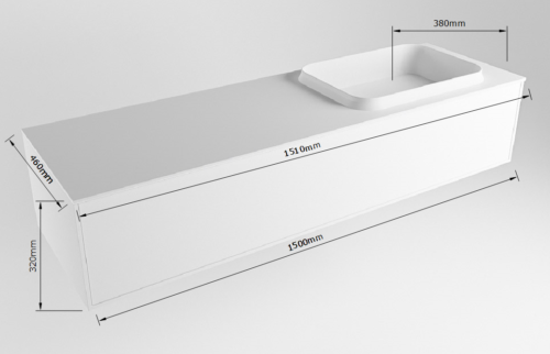 MONDIAZ ERIN 150cm mueble de baño color Greey 1 cajón. Lavabo RIDGE Derecho sin orificio color Urban. - Imagen 7