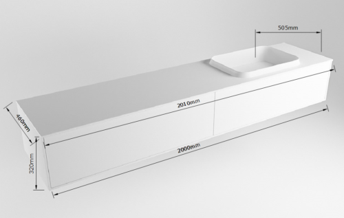 MONDIAZ ERIN 200cm mueble de baño color Army 2 cajones. Lavabo RIDGE Derecho 1 orificio color Dark Grey. - Imagen 7