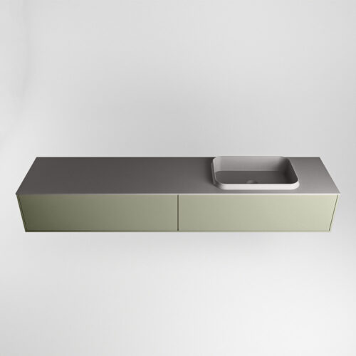 MONDIAZ ERIN 200cm mueble de baño color Army 2 cajones. Lavabo RIDGE Derecho 1 orificio color Dark Grey. - Imagen 6