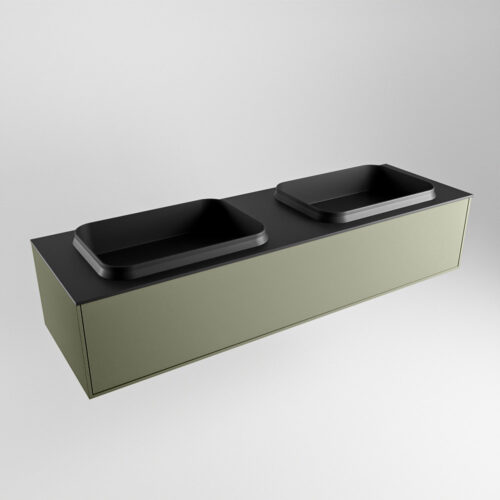 MONDIAZ ERIN 150cm mueble de baño color Army 1 cajón. Lavabo RIDGE Doble 2 orificios color Urban. - Imagen 4