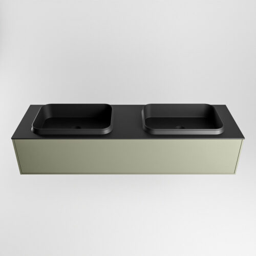 MONDIAZ ERIN 150cm mueble de baño color Army 1 cajón. Lavabo RIDGE Doble 2 orificios color Urban. - Imagen 5