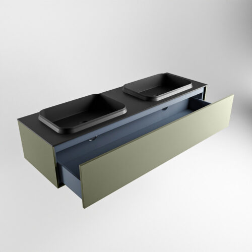 MONDIAZ ERIN 150cm mueble de baño color Army 1 cajón. Lavabo RIDGE Doble 2 orificios color Urban. - Imagen 6