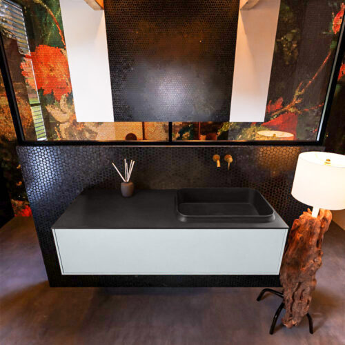 MONDIAZ ERIN 120cm mueble de baño color Clay 1 cajón. Lavabo RIDGE Derecho sin orificio color Urban. - Imagen 3