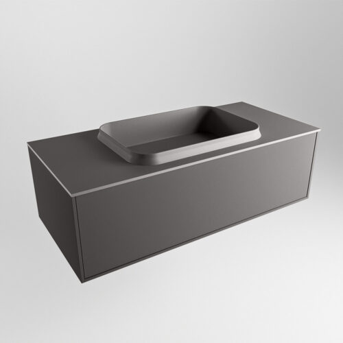 MONDIAZ ERIN 100cm mueble de baño color Dark Grey 1 cajón. Lavabo RIDGE Centro sin orificio color Dark Grey. - Imagen 4