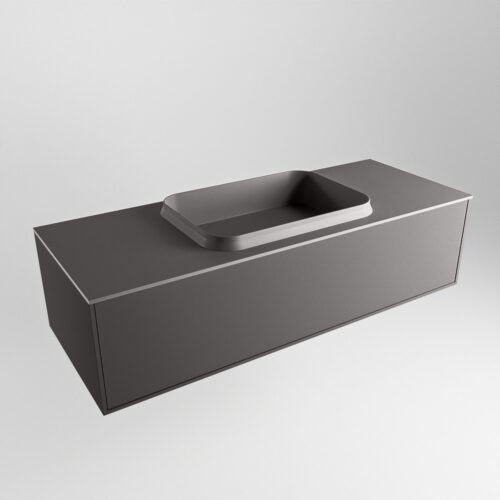 MONDIAZ ERIN 120cm mueble de baño color Dark Grey 1 cajón. Lavabo RIDGE Centro sin orificio color Dark Grey. - Imagen 4