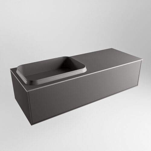 MONDIAZ ERIN 120cm mueble de baño color Dark Grey 1 cajón. Lavabo RIDGE Izquierda 1 orificio color Dark Grey. - Imagen 4