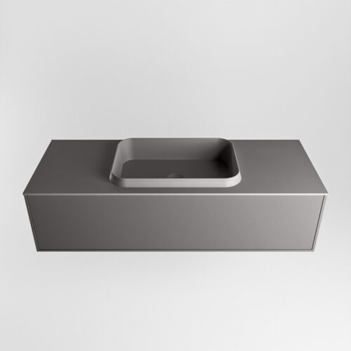 MONDIAZ ERIN 120cm mueble de baño color Dark Grey 1 cajón. Lavabo RIDGE Centro sin orificio color Dark Grey. - Imagen 5